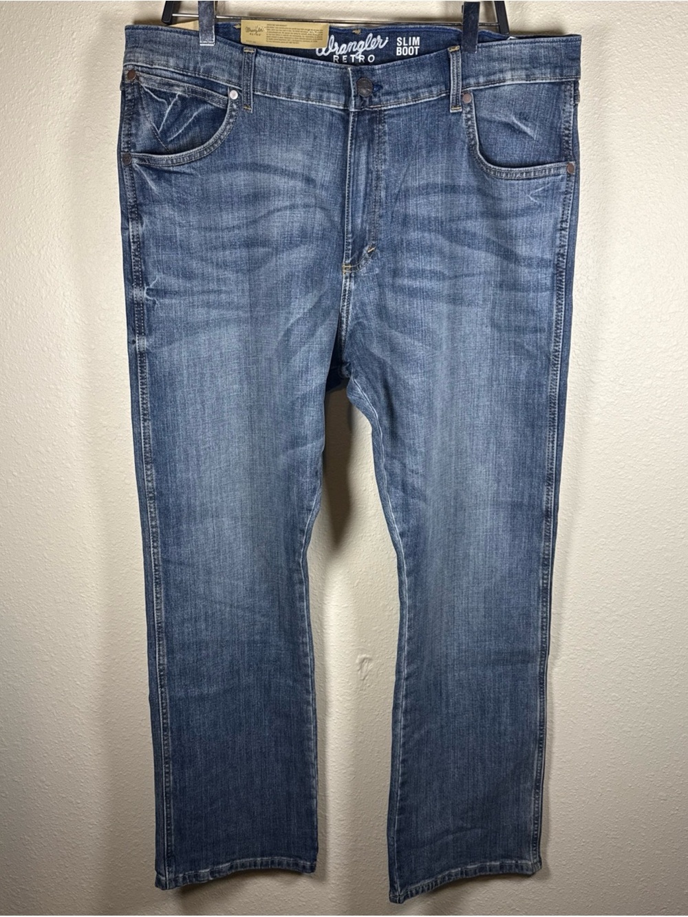 Wrangler Retro Men’s Slim Bootcut Jeans 38x32 Medium Wash Western Rodeo Cowboy